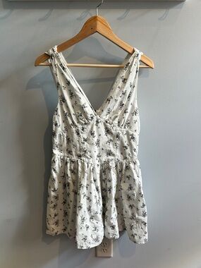 H&M White Dress with Black Floral Print